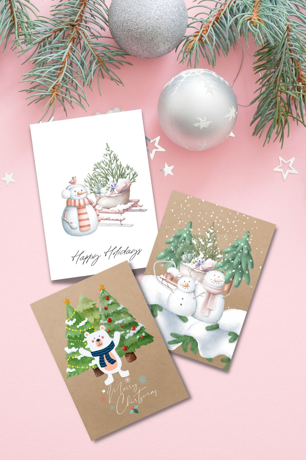 Printable Merry Xmas Cards Design pinterest image.