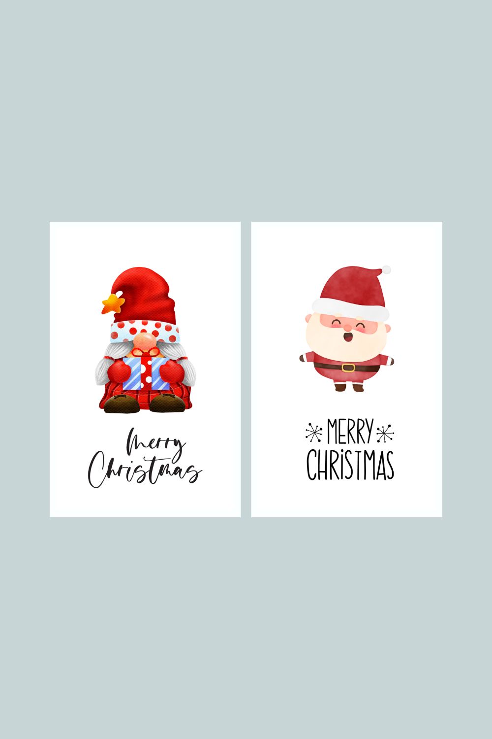 Cute Christmas Cards Sants Claus Design preview image.