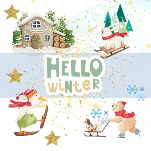 Cute Merry Christmas Card Design cover image.