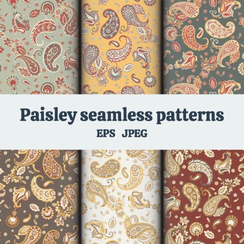 6 Paisly Seamless Vector Pattern main cover.