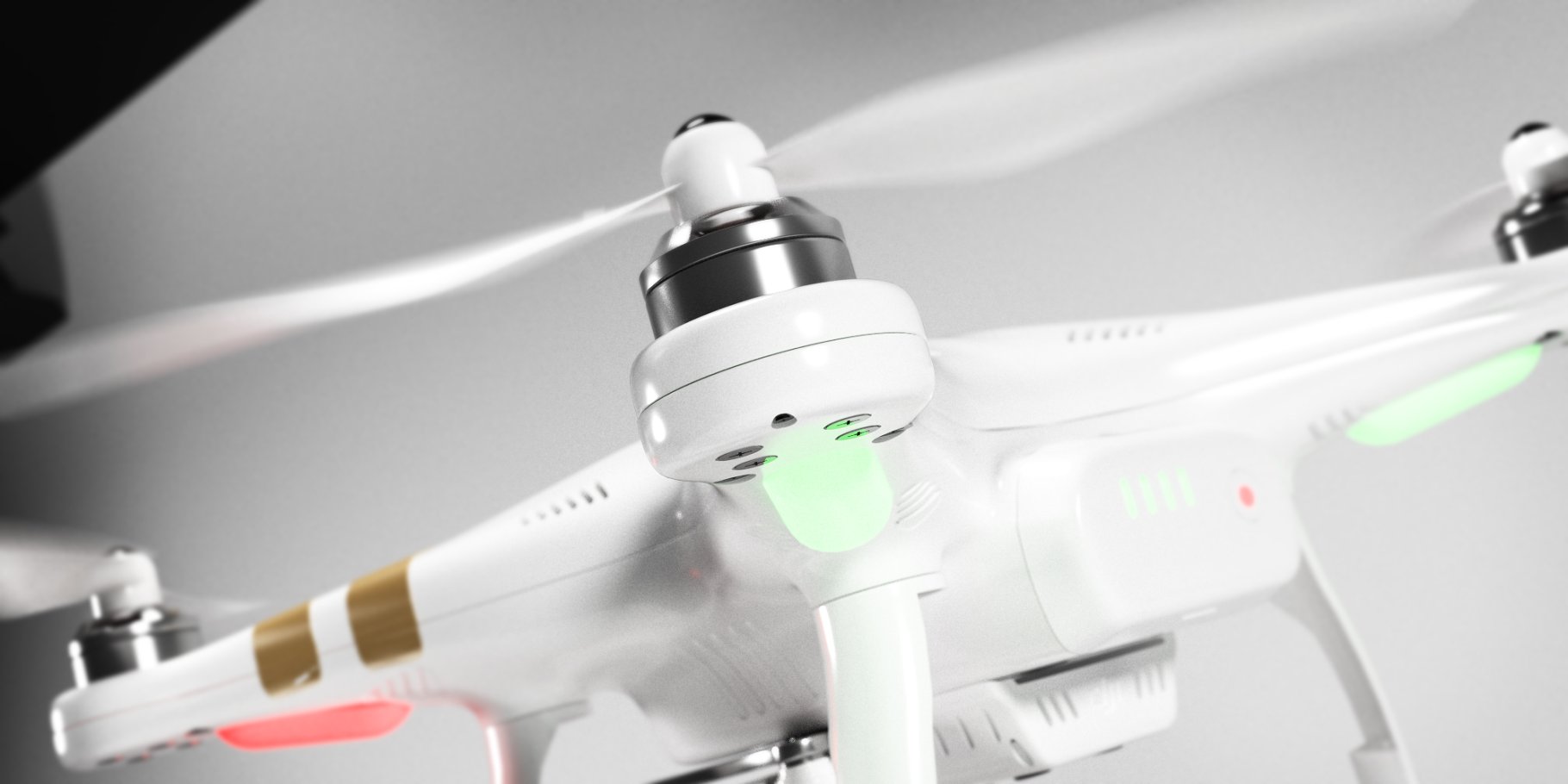 Gorgeous rendering of a white DJI Phantom 3 drone