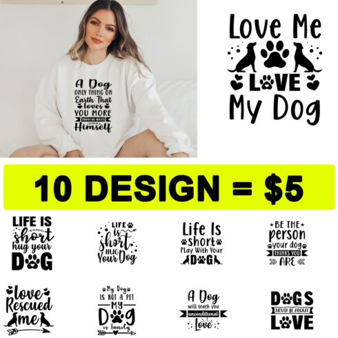 Dog SVG T-Shirt Design Bundle cover image.