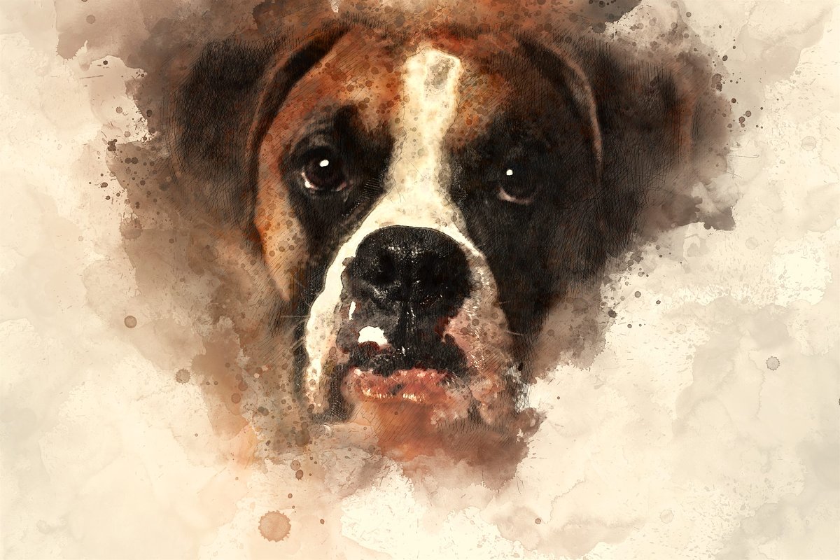 Artist Photoshop Action - dog image example.