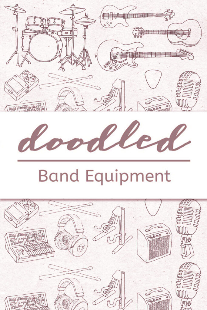 Doodled Rock Band Equipment Graphics MasterBundles