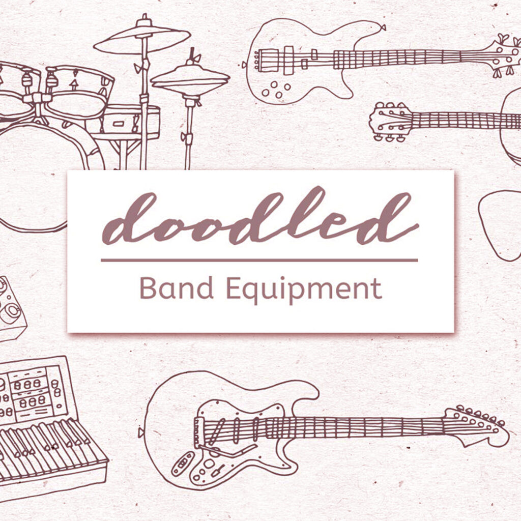 Doodled Rock Band Equipment Graphics MasterBundles