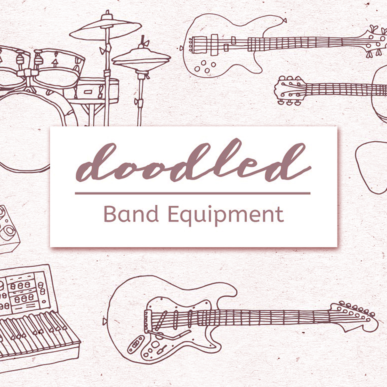 Doodled Rock Band Equipment Graphics.