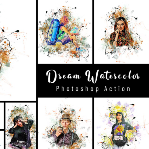 Dream watercolor photoshop action main image preview.