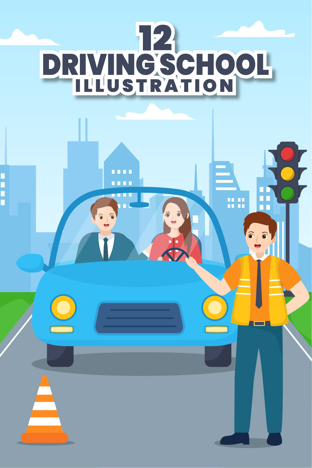 Driving School Graphics Design pinterest image.