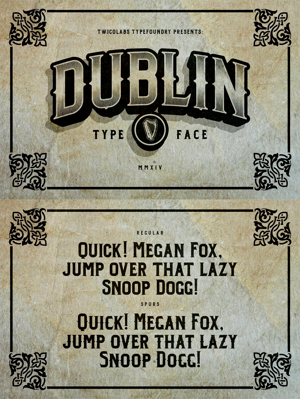 Images with text showcasing the awesome Dublin font.