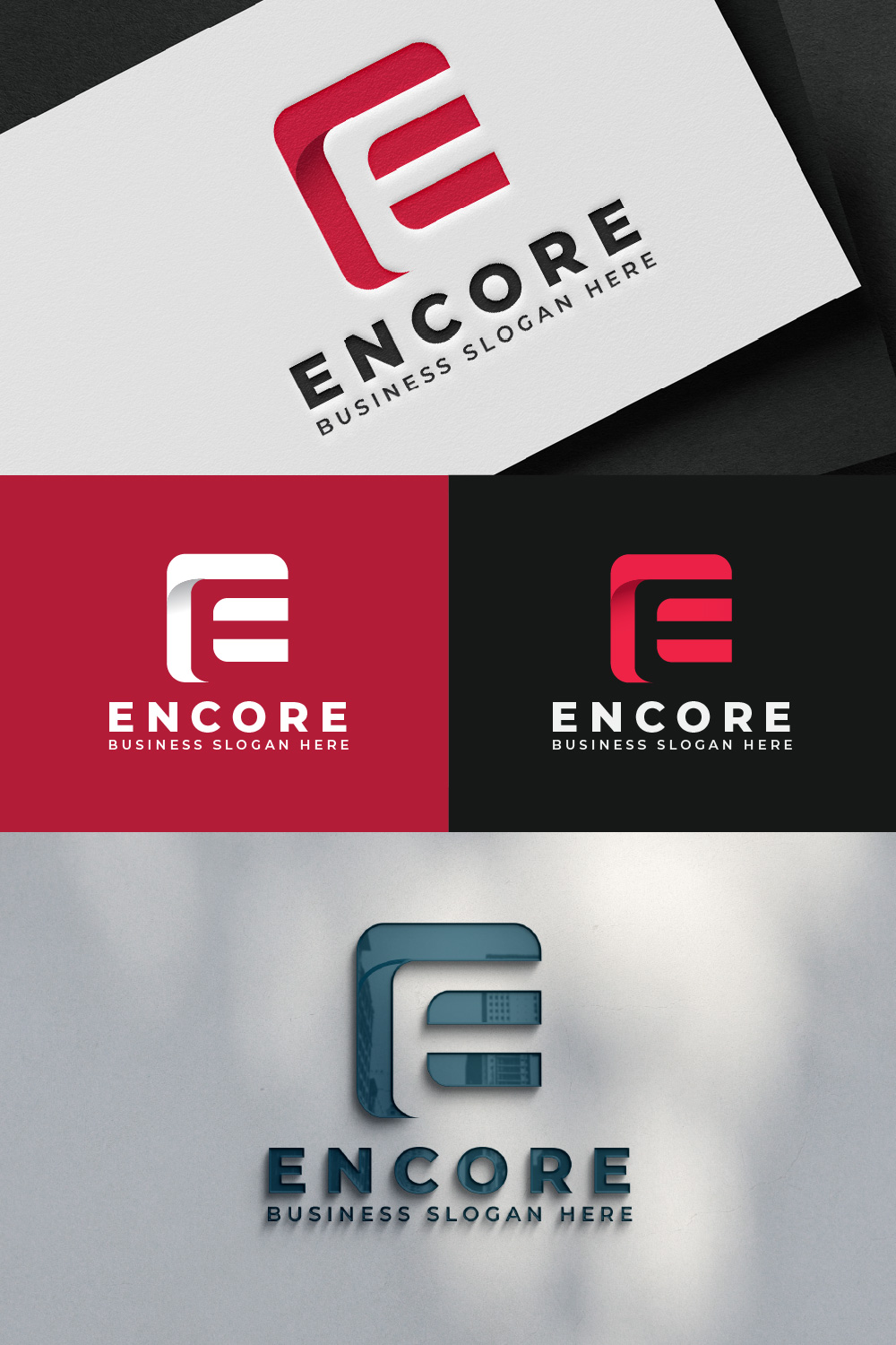 E Letter Monogram Logo Design Template Pinterest collage image.