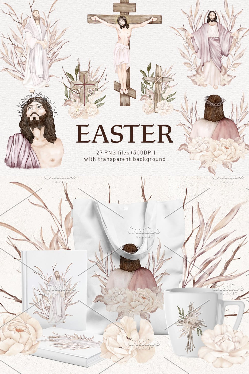 easter clipart jesus floral cross 1000x1500 467