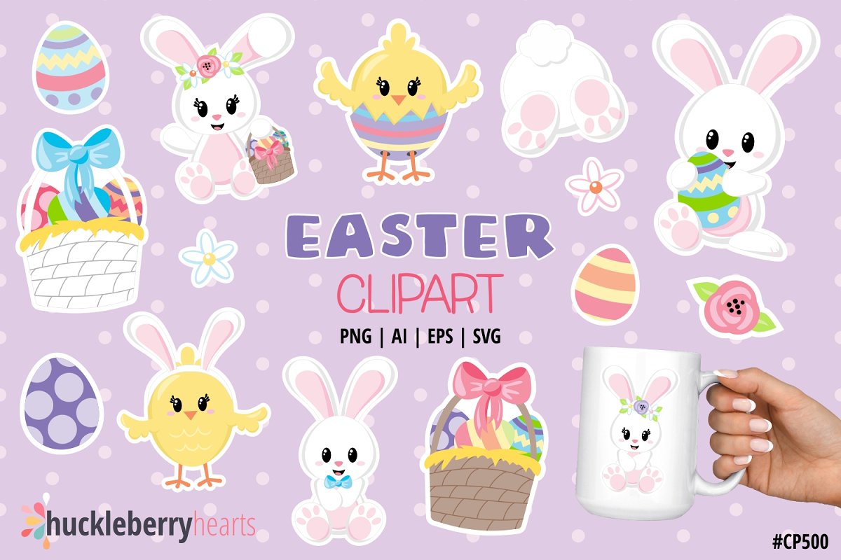 Cover image of Easter Clipart White Bunnies.