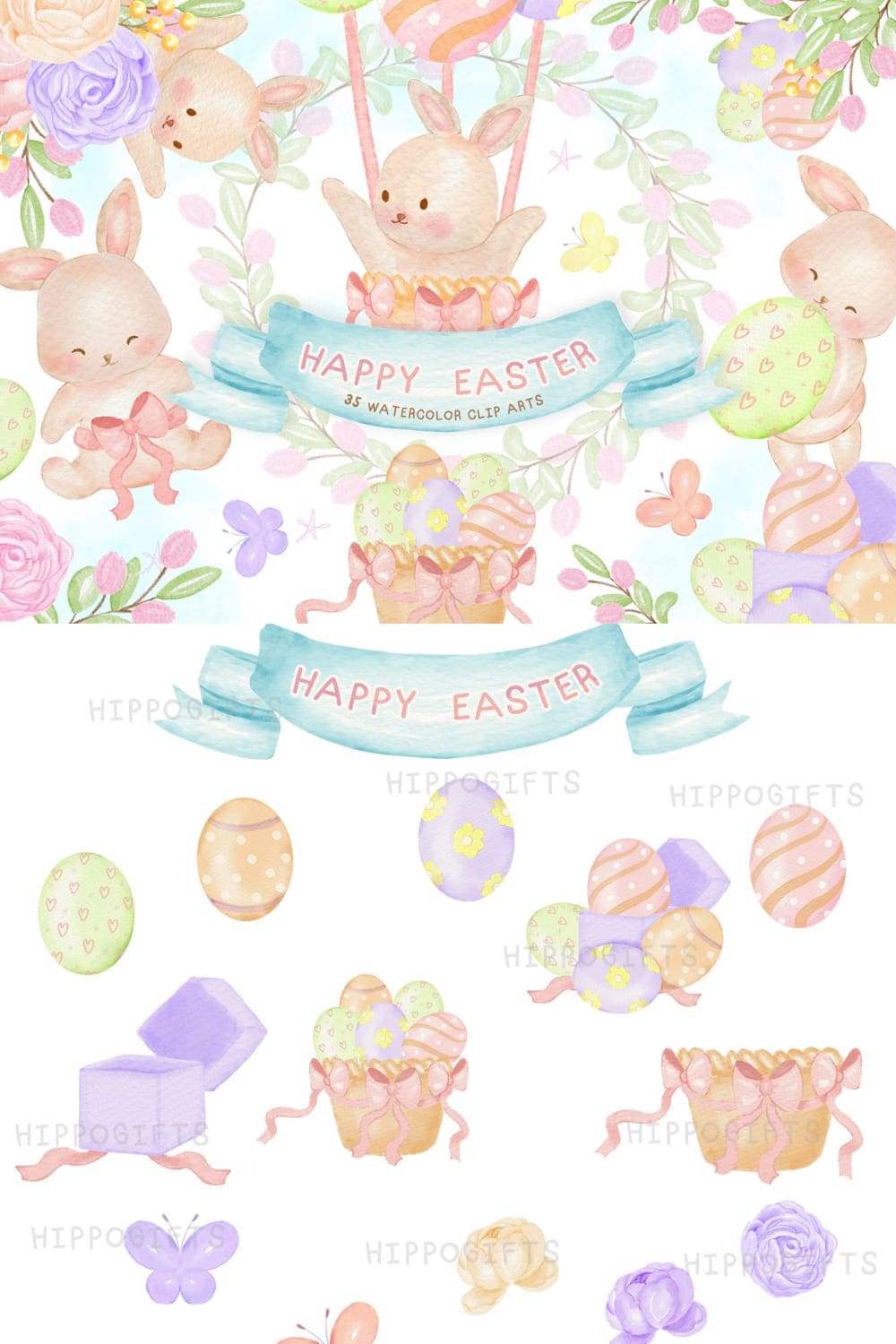 Easter Clipart. Easter Illustration - pinterest image preview.