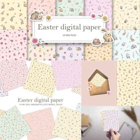 Easter digital paper pack - main image preview.