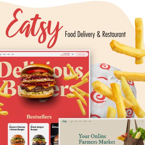 A pack of amazing food delivery restaurants wordpress template pages.