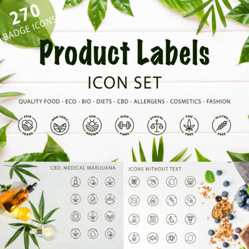 Eco, Bio And Organic Labels Icons.