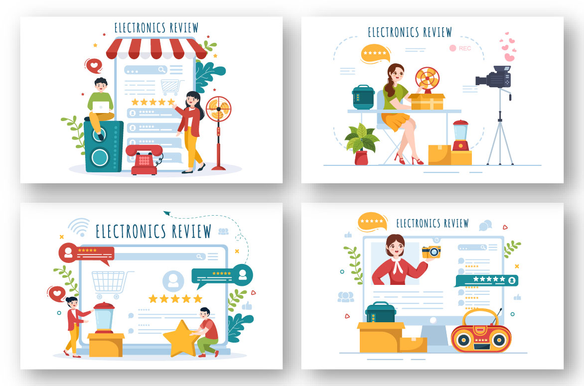 Colorful shops illustrations.