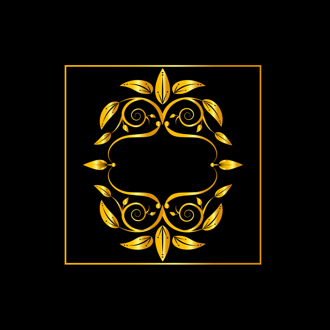 Image of enchanting golden frame with floral ornament