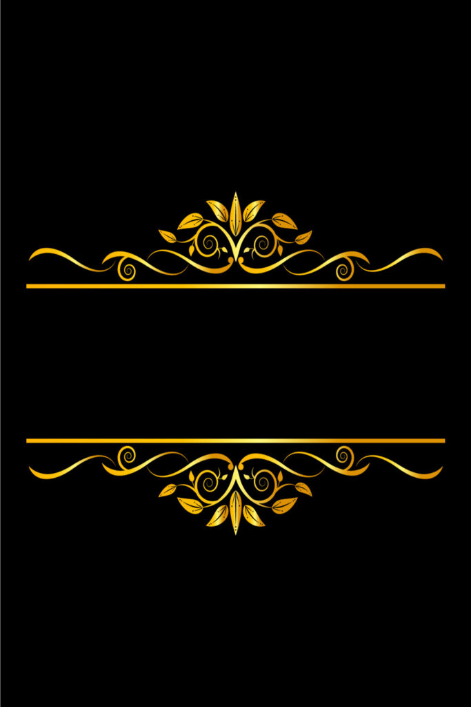 Elegance golden floral ornament frame design vector on black color only ...