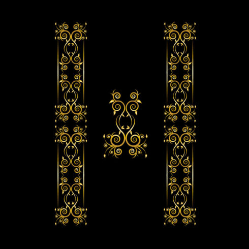 Elegance Golden Floral Ornament Frames Design Vector on Black Color main cover.