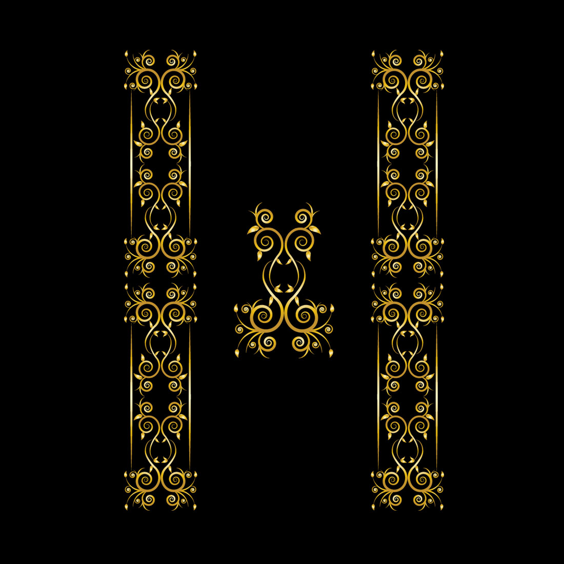 Elegance Golden Floral Ornament Frames Design Vector on Black Color main cover.