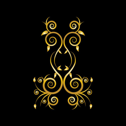 Elegance Golden Floral Ornament Frame Design Vector on Black Color main cover.