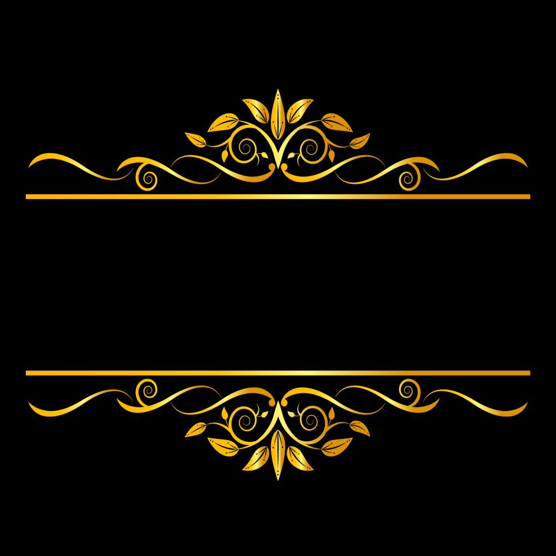 Elegance Golden Floral Ornament Frame Design Vector on Black Color main cover.