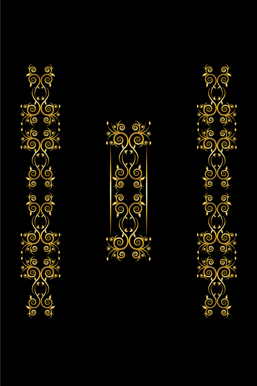 elegance golden floral ornament frame design vector on black color 586