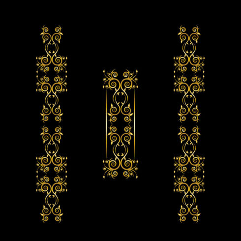 Elegance Golden Floral Ornament Frame Design Vector on Black Color main cover.