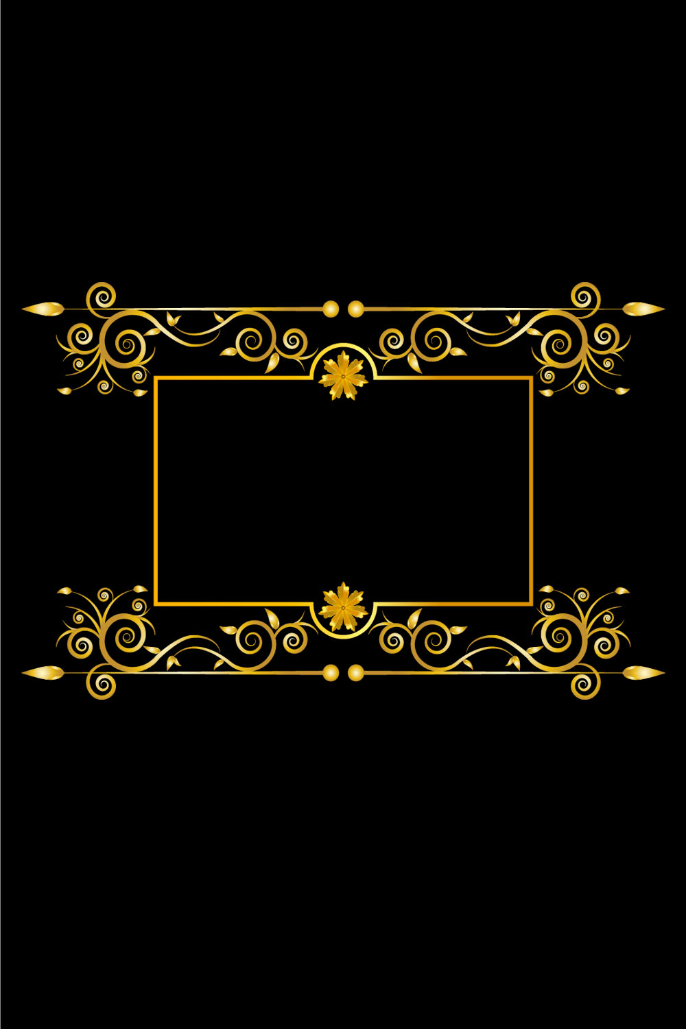elegance golden floral ornament frame design vector on black color 943