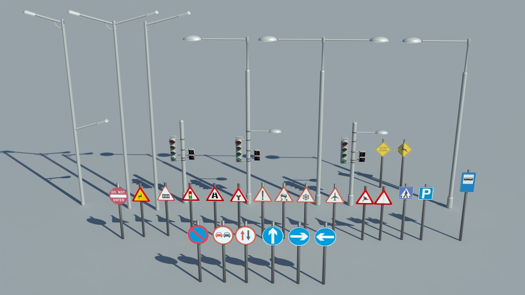 Rendering an irresistible low poly 3d model of traffic signs