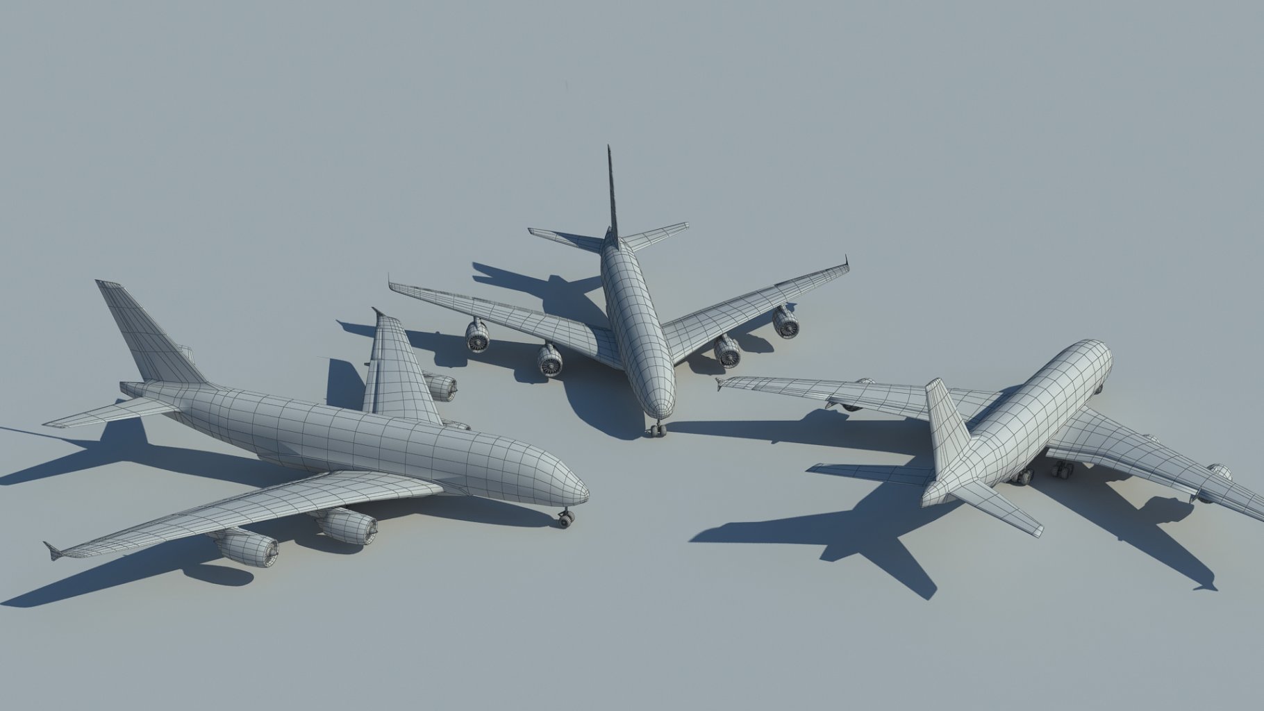 Rendering of a wonderful low poly 3d model of aircraft without textures