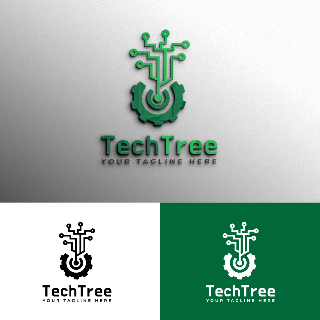 Engineering Tech Tree Gear Logo Design Template cover image.