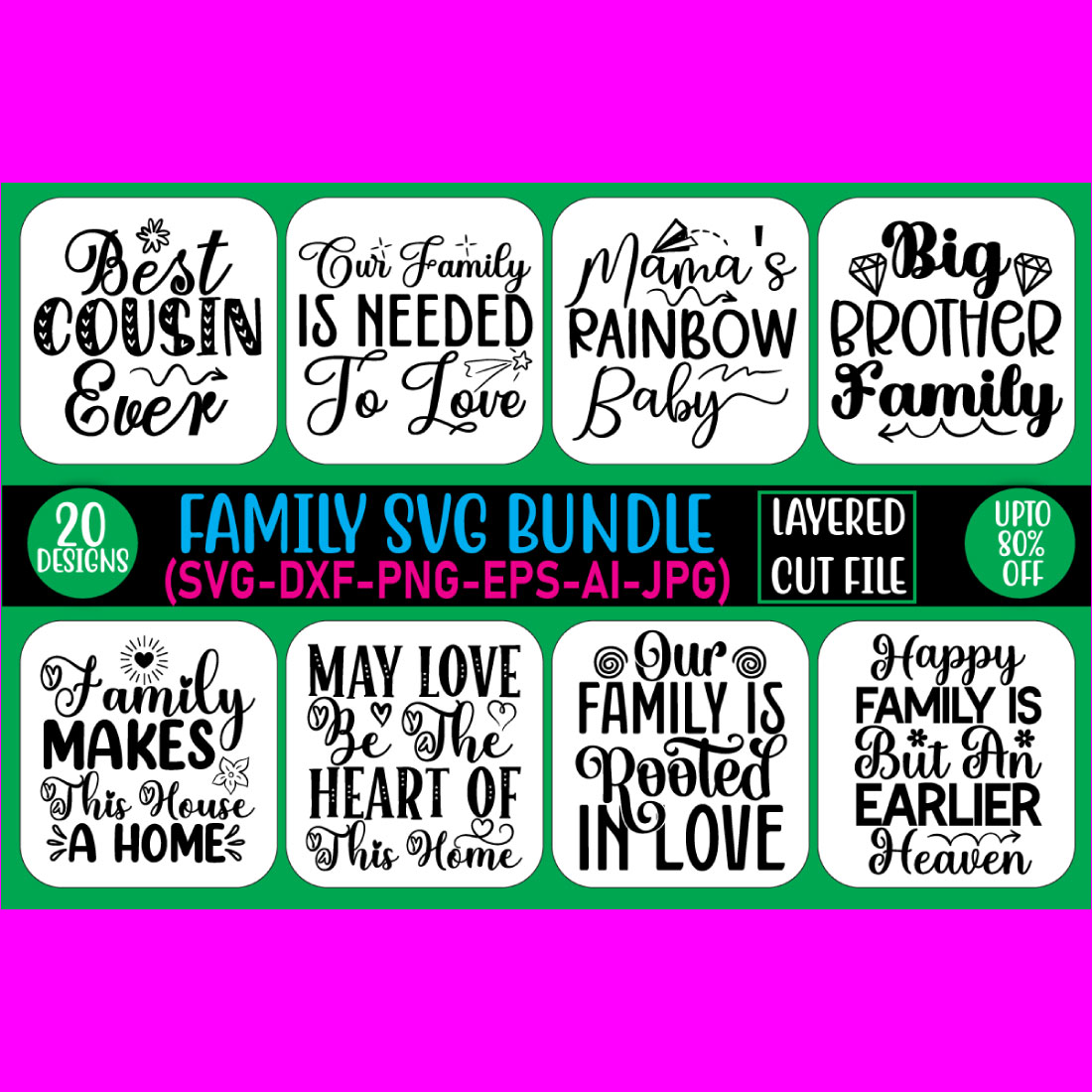 Family SVG Bundle cover image.