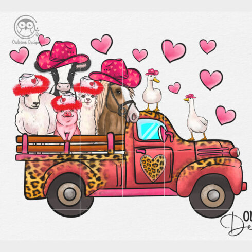 Farm Truck Valentine PNG Sublimation cover image.