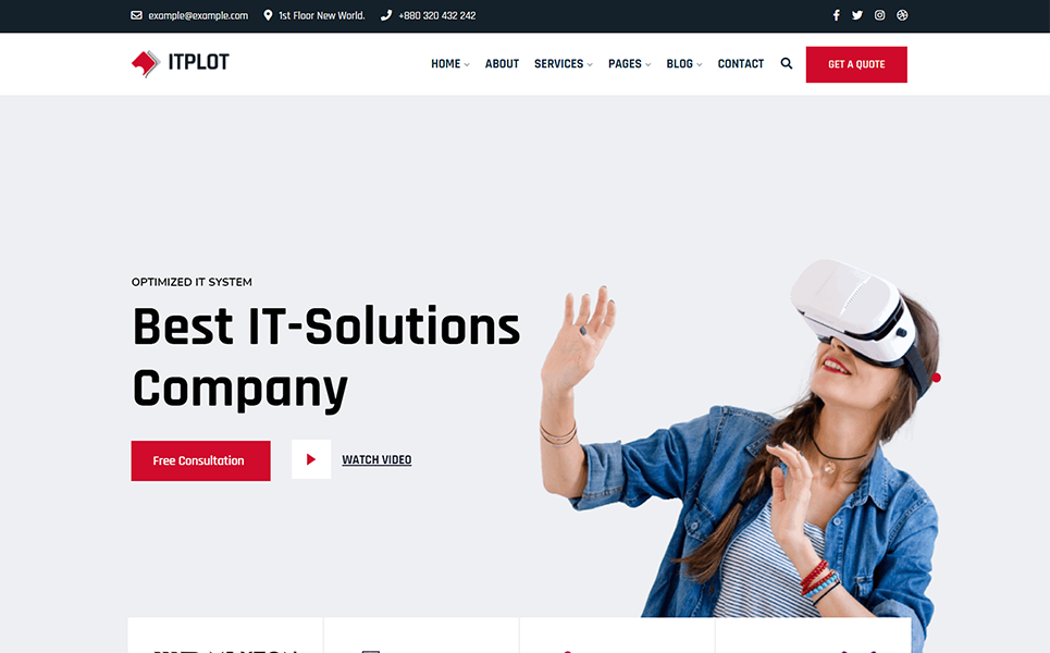 Minimalist homepage of it solution & business consulting wordpress theme.