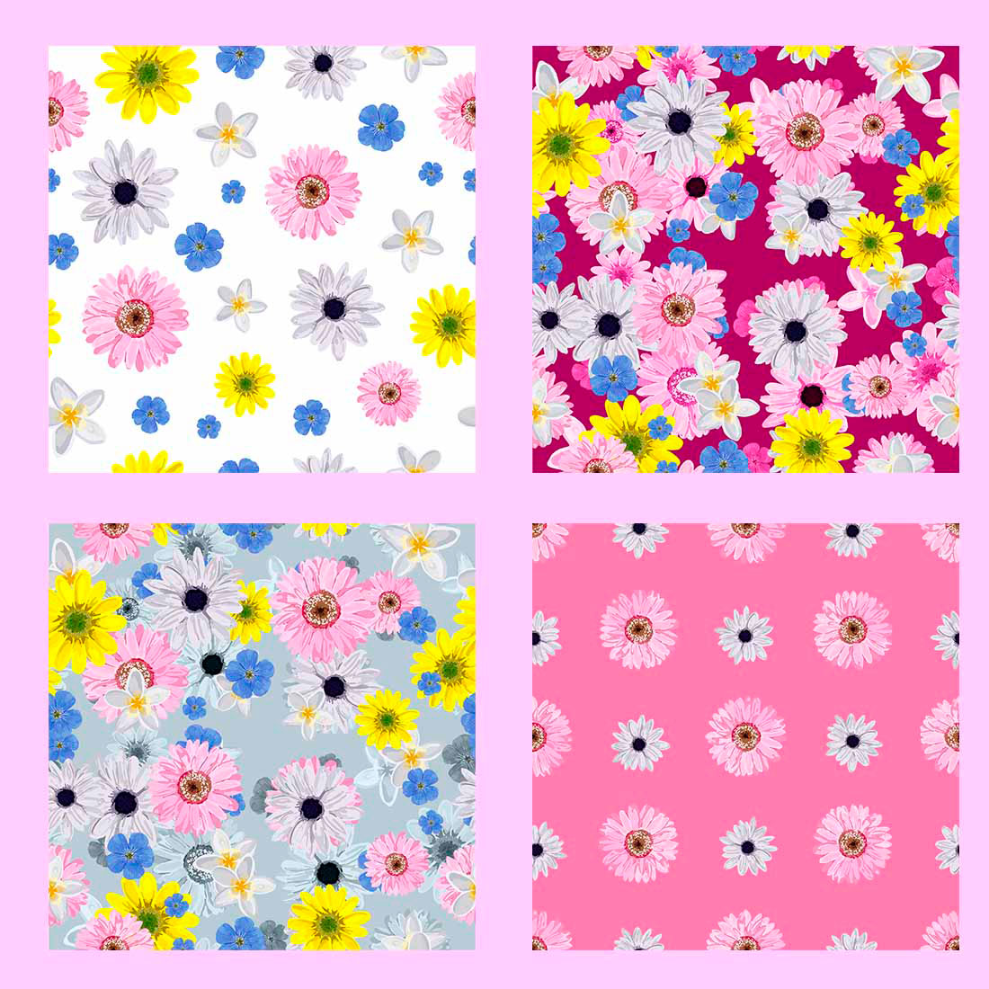 A selection of images of elegant patterns with flowers.