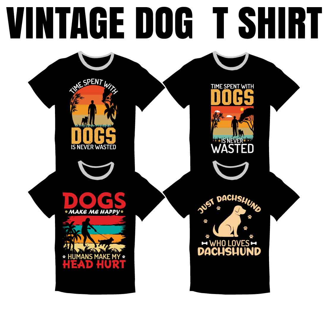 15 Dog Vintage T-shirt Bundle example preview.