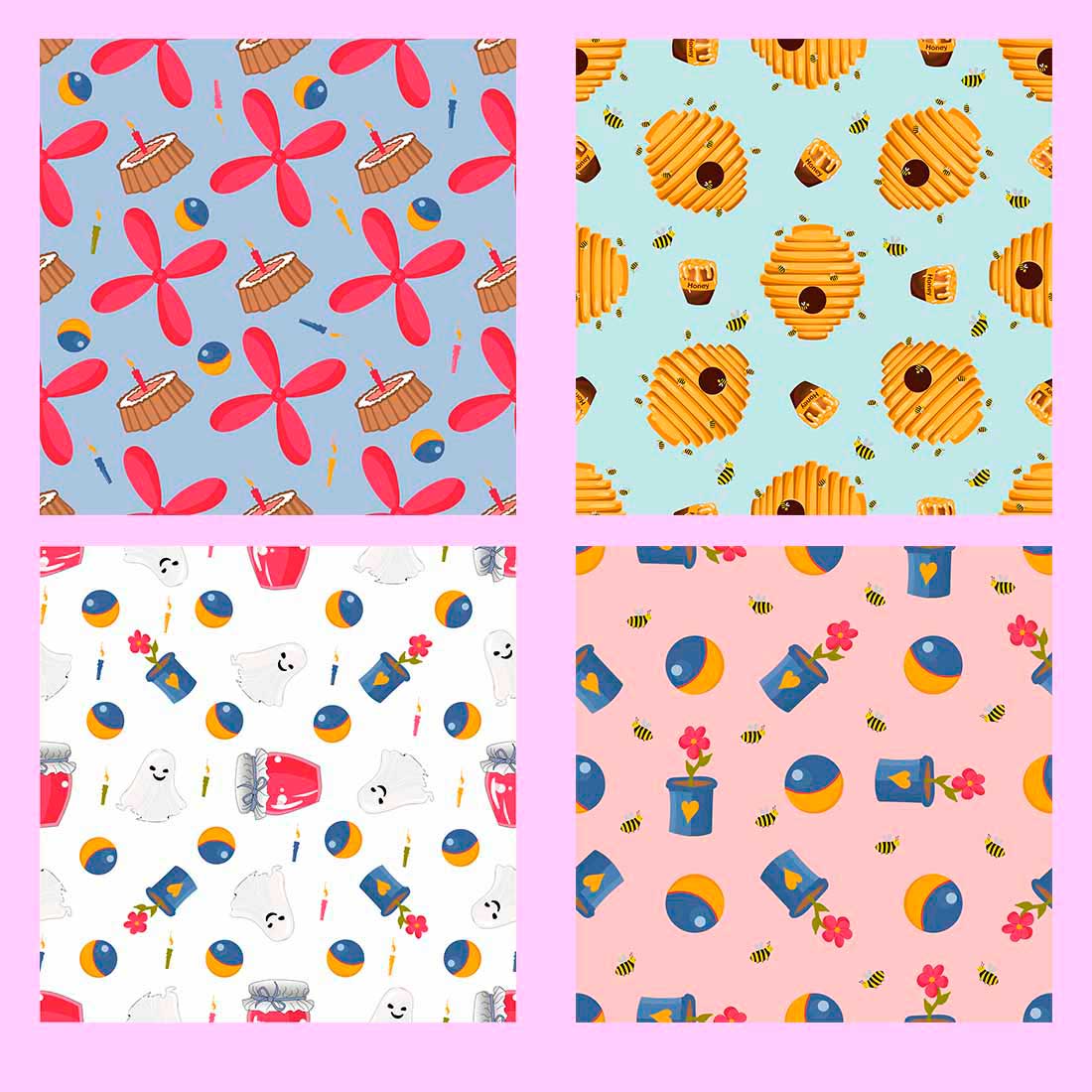 Set of images of gorgeous baby patterns.