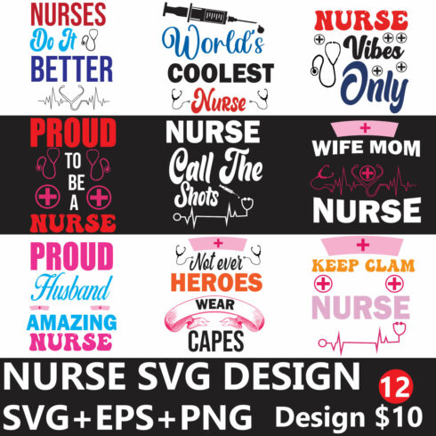 A set of charming images for prints on the theme of nurses