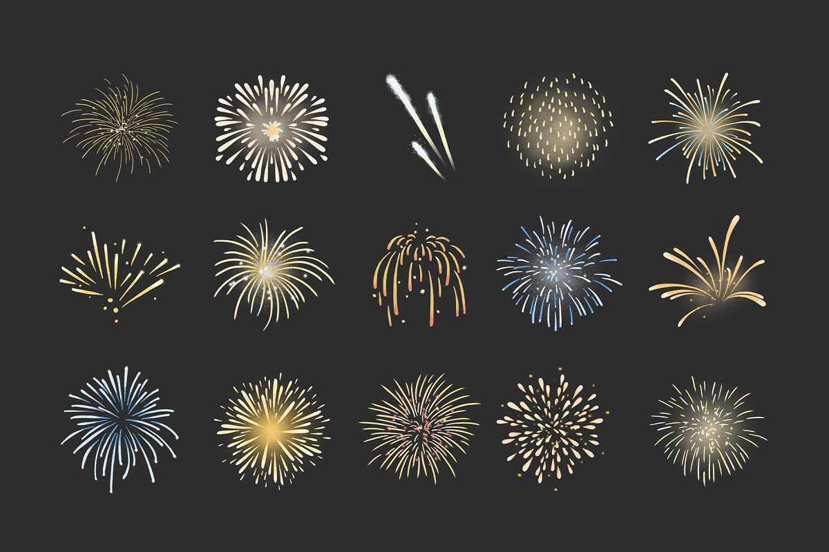 Cover image of Fireworks Clipart Illustrations.