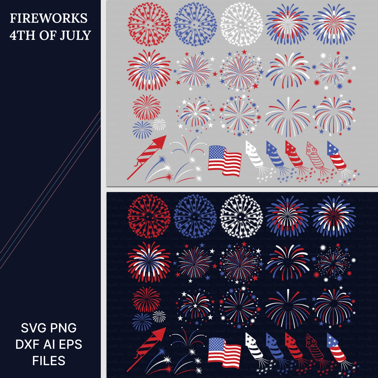 Fireworks SVG, 4th of July SVG - main image preview.