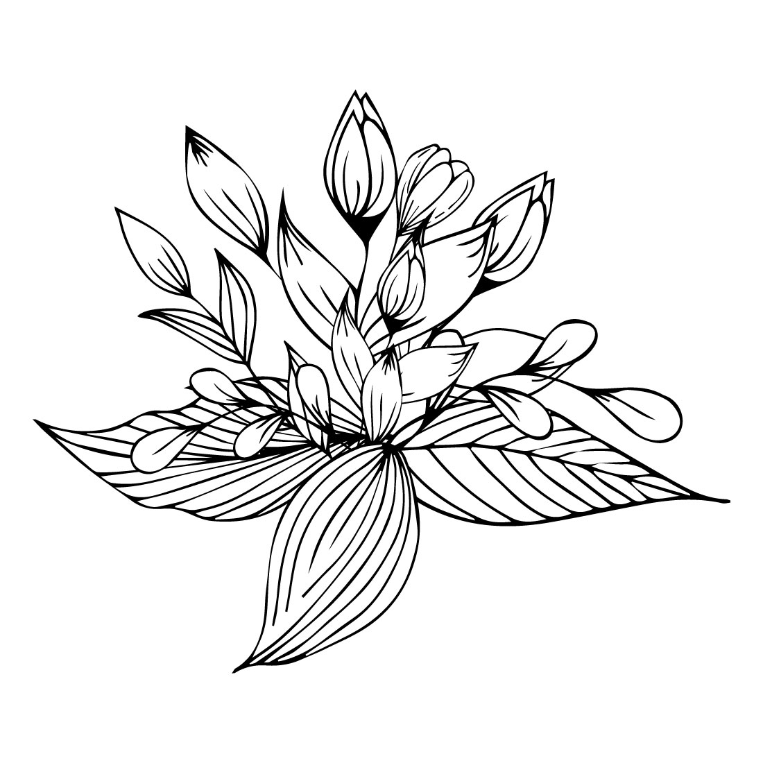 Stylized Floral Elements and Flower Compositions preview image.