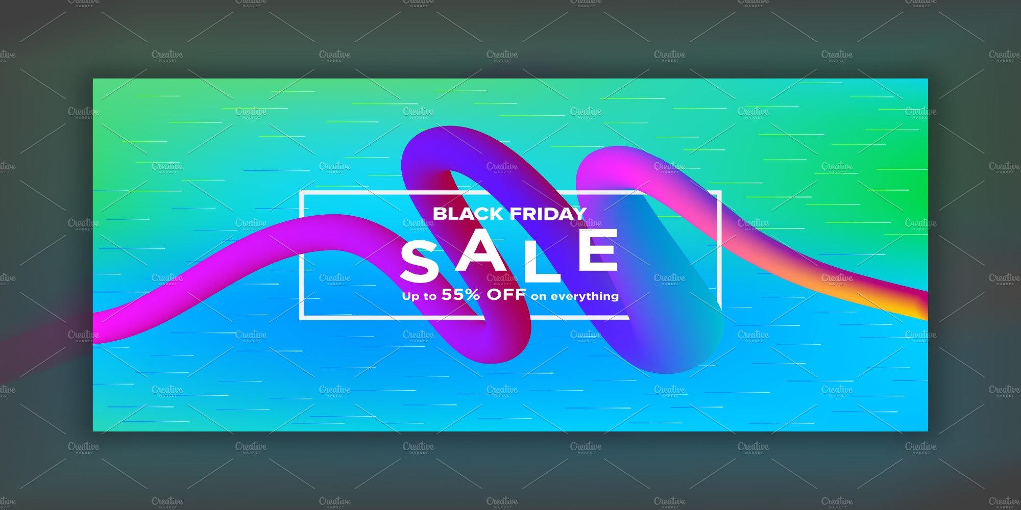 Gradient green banner with soft purple line for Black Friday sale.