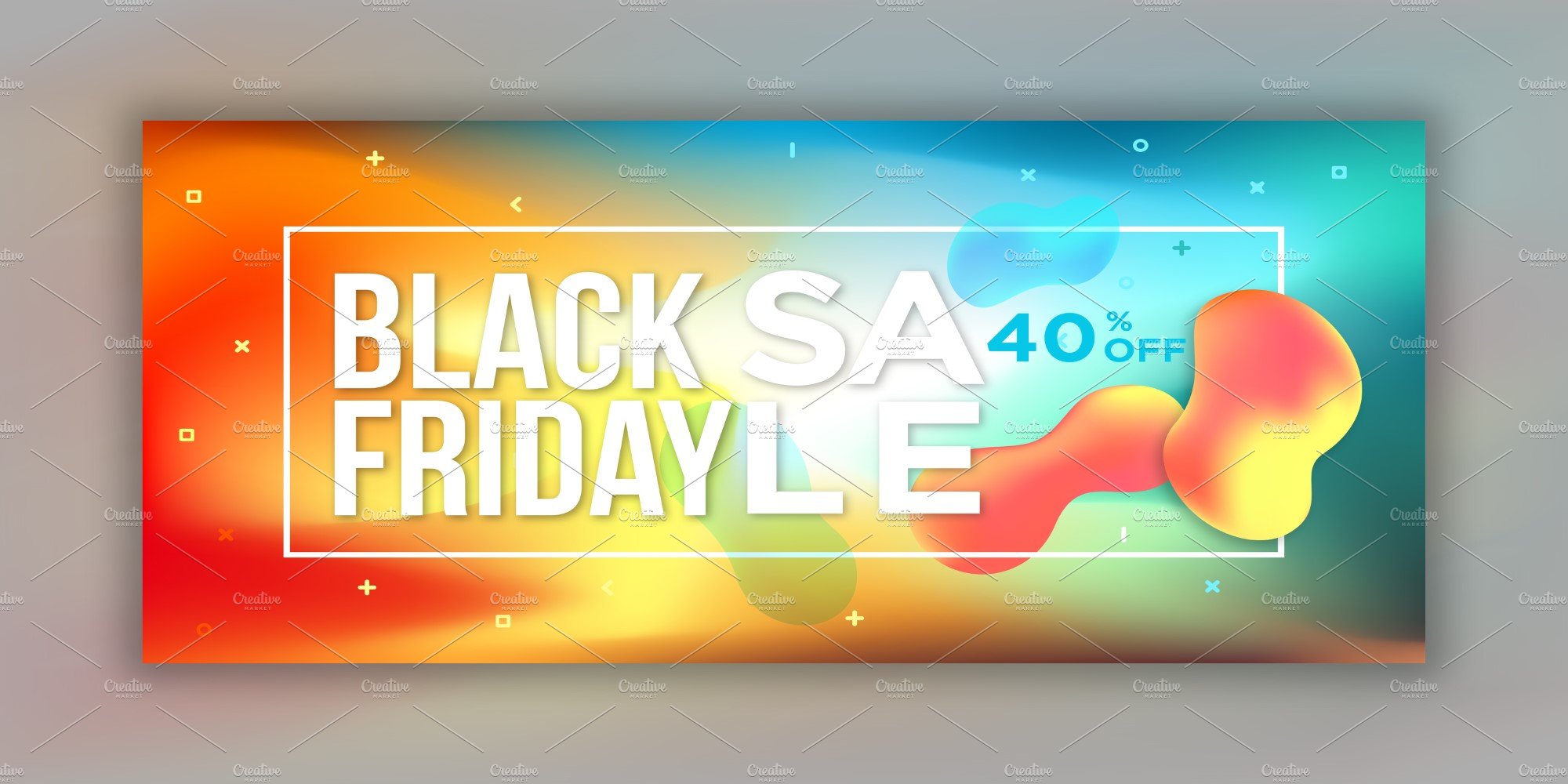 Light Black Friday banner with lots of colors for gradient.