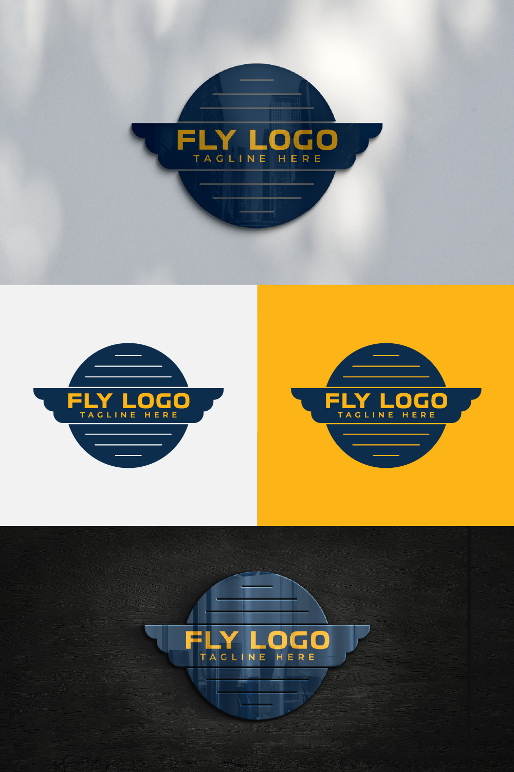 Fly Wings Circle Logo Design Template pinterest image.