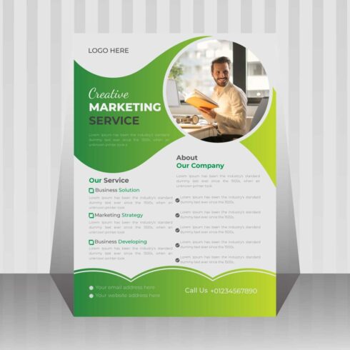Image of a corporate business flyer with a colorful design