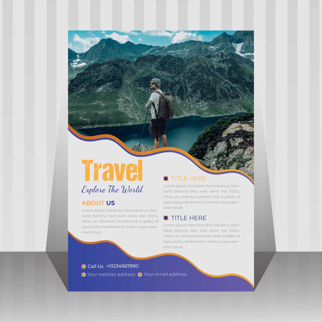 Vector Modern Professional Travel Agency Flyer Design Template main cover.