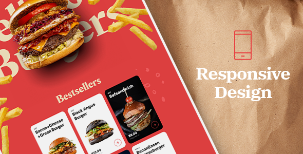 Page image of a wonderful food delivery restaurant WordPress template.