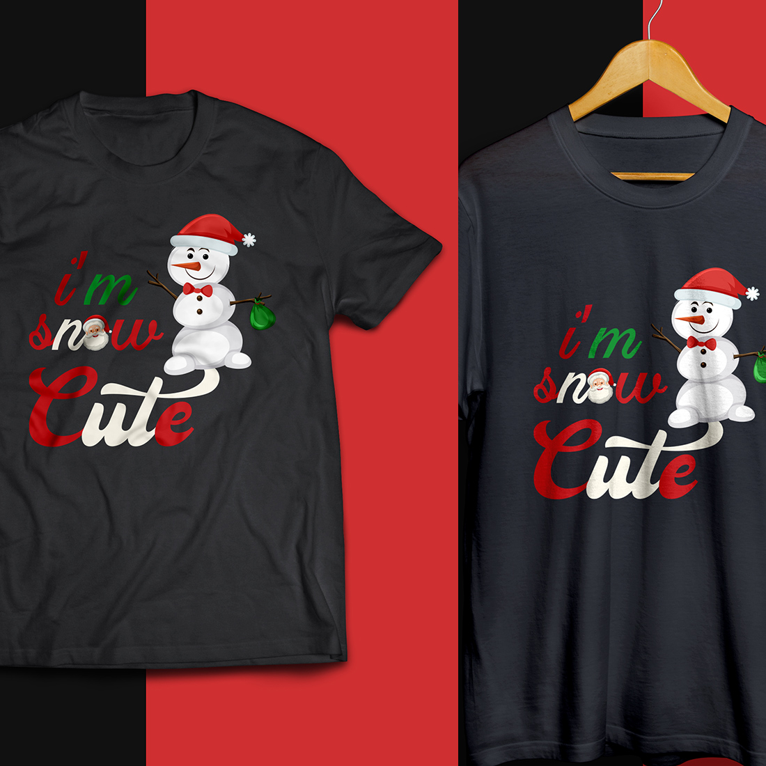 Cute Christmas T-shirt Snowman Design cover image.